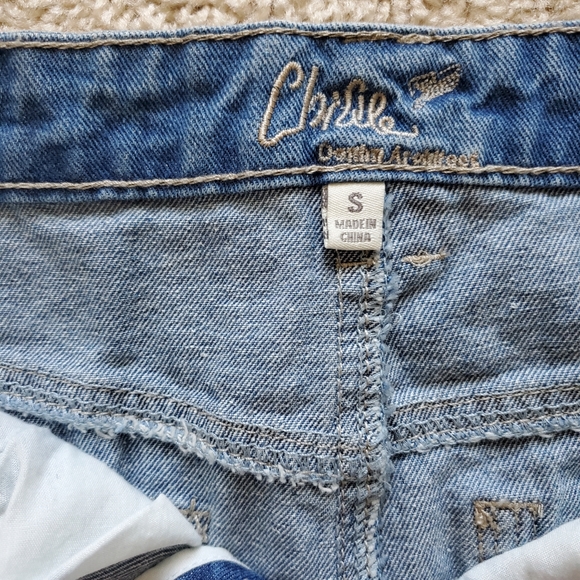 ChiQle Denim Skirt Destroyed Ripped Lace Patch - Picture 9 of 11